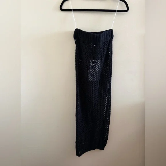 Beach Riot Black Crochet Maxi Swim Coverup Skirt with Side Slit - Picture 4 of 4